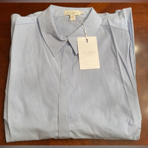 NWT TED BAKER LONDON Stripe Peplum Button-Up Shirt Women's SIZE 3 (US8-10) - Picture 14 of 15